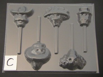 3530 Sugar Skulls Chocolate Candy Lollipop Mold  FACTORY SECOND